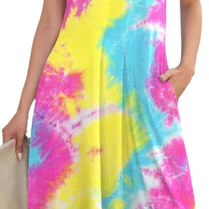 Damen T-Shirt-Kleid Modernes Tie-Dye-Design - Eveloria