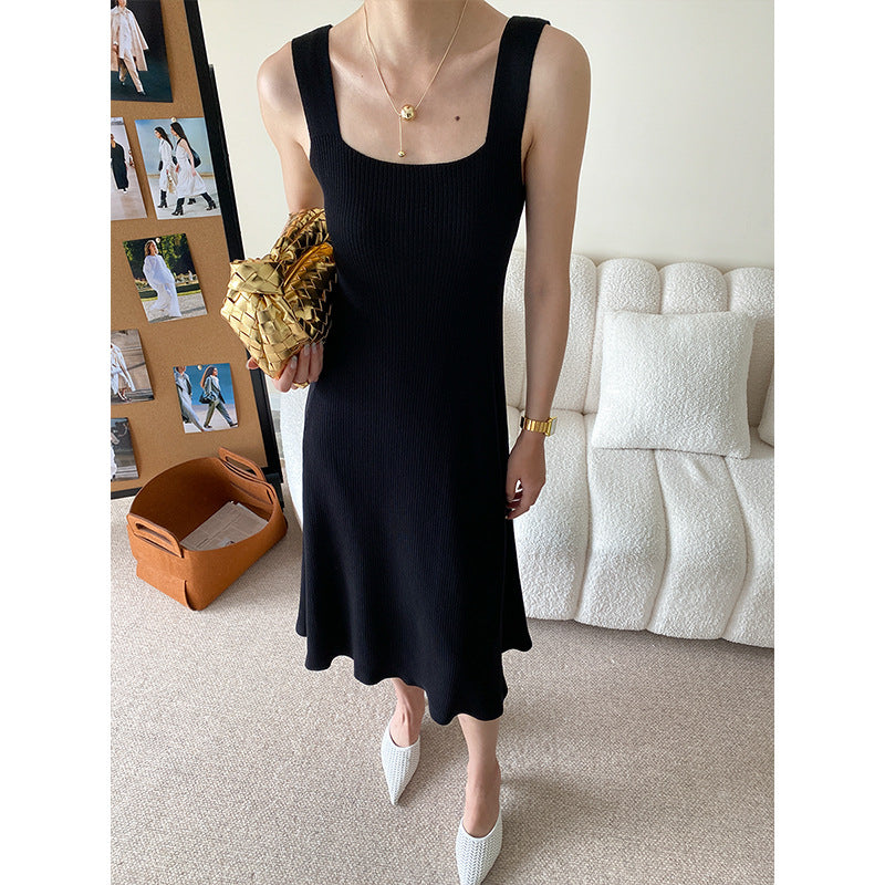 Damen Midi-Kleid Quadrat-Ausschnitt Fließender Schnitt Eveloria