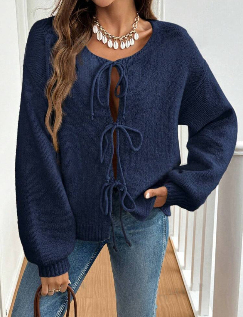 Damen Strickpullover mit Knotendetails