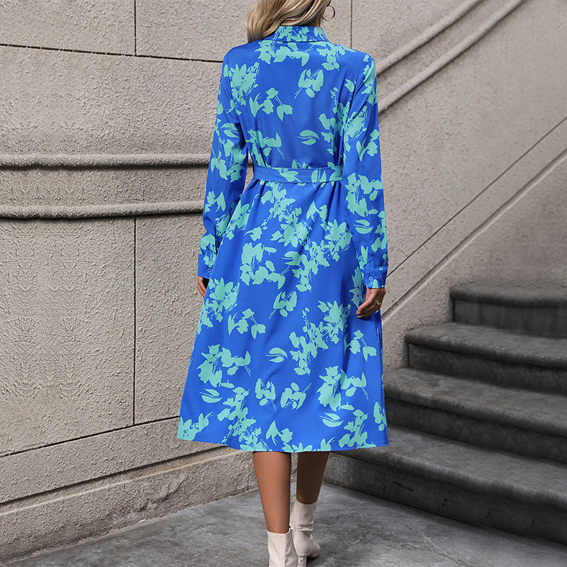 Damen Blusenkleid Floral mit Gürtel Eveloria