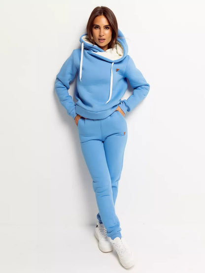 Damen Sport-Outfit Hoodie und Jogginghose Set Hochkragen