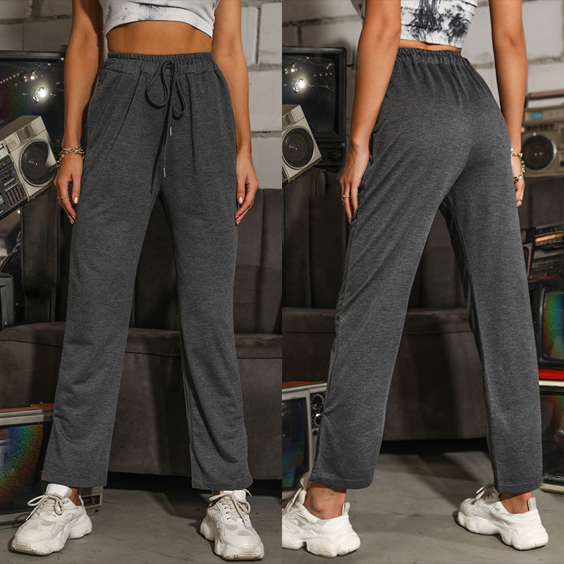 Damen Jogginghose Verstellbarer Bund Gerader Schnitt Eveloria