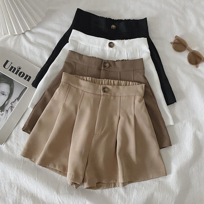Damen Shorts Faltenwurf Knopf Detail