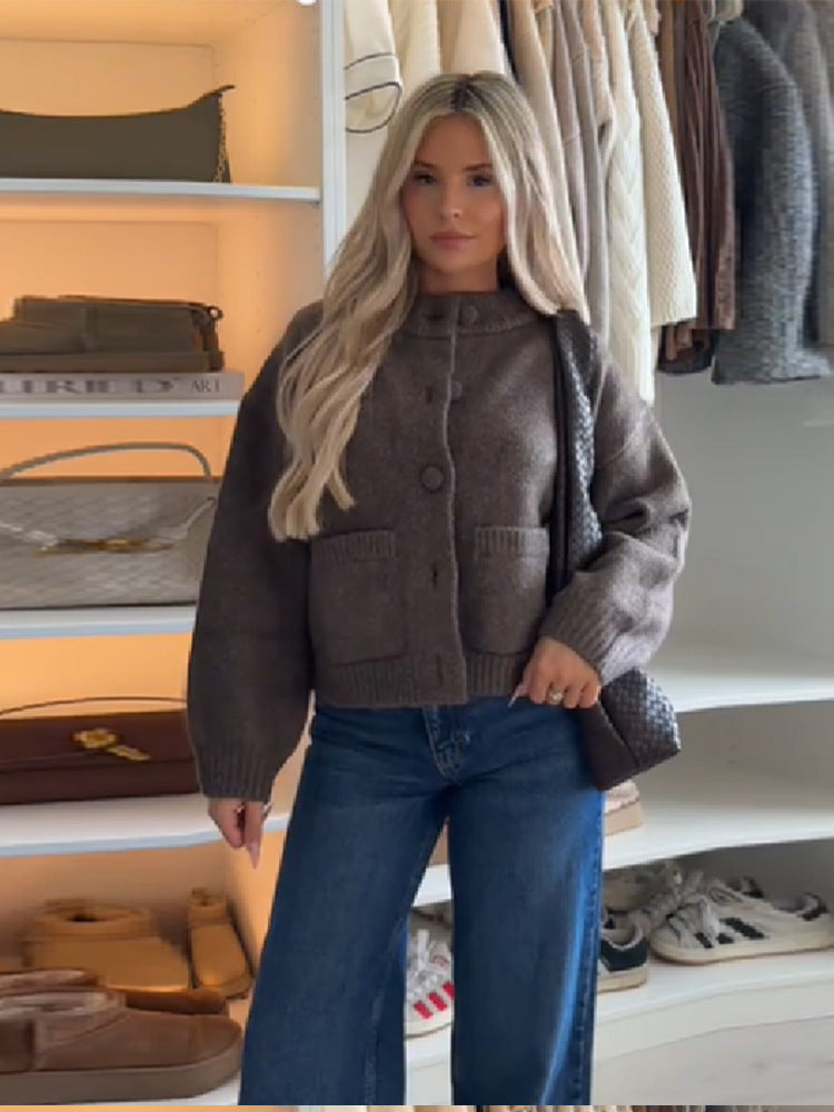 Damen Strickjacke Komfortabel Große Taschen Eveloria