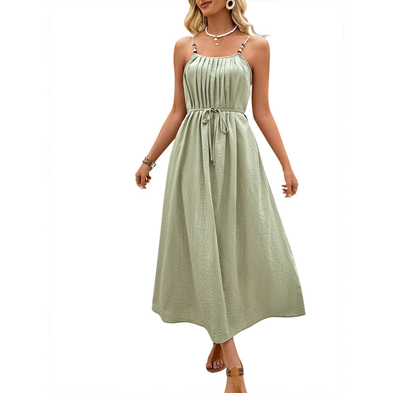 Eveloria Damen Maxikleid Falten-Design verstellbarer Gürtel