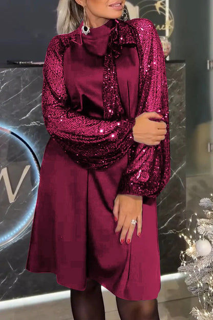 Damen Cocktailkleid Paillettenbesatz Festlich Eveloria