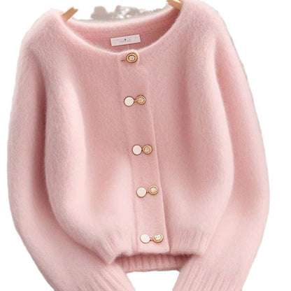 Damen Strickjacke Kuschelig Mit Goldenen Knöpfen