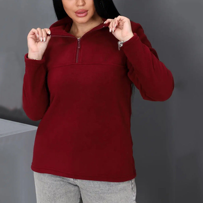 Damen Fleece-Pullover Stehkragen Halbzipp Evelyn