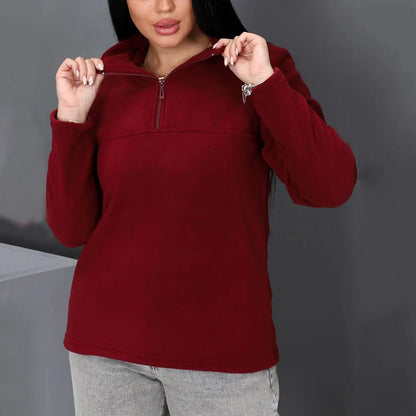 Damen Fleece-Pullover Stehkragen Halbzipp Evelyn