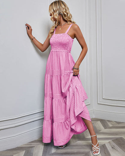 Damen Plissiertes Maxikleid Elastisch Voluminöser Rock