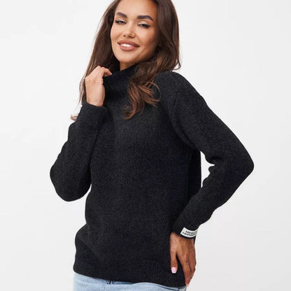 Damen Strickpullover Stehkragen Eveloria