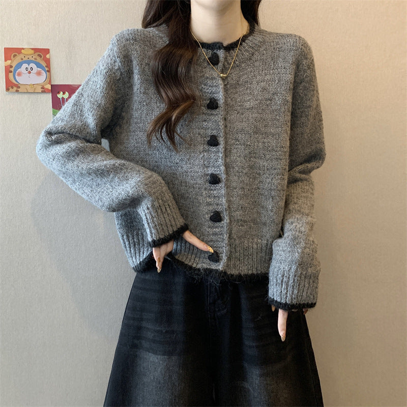 Damen Strickjacke Herzknöpfe Eveloria