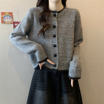 Damen Strickjacke Herzknöpfe Eveloria