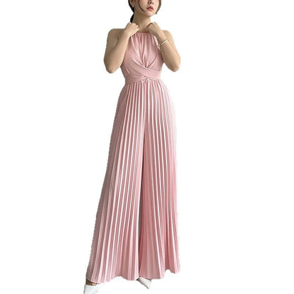 Damen Jumpsuit Plissiert Tiefes Dekolleté Tailliert Eveloria