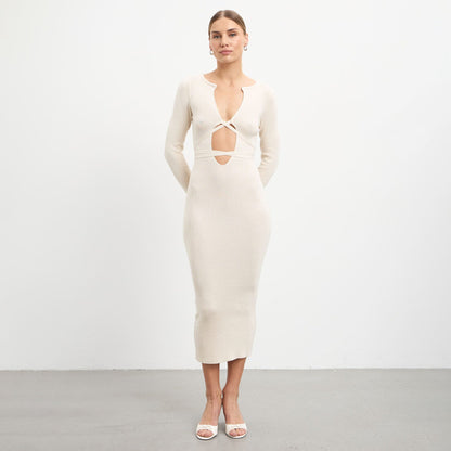 Damen Strickkleid Figurbetont Cut-Out-Design Eveloria
