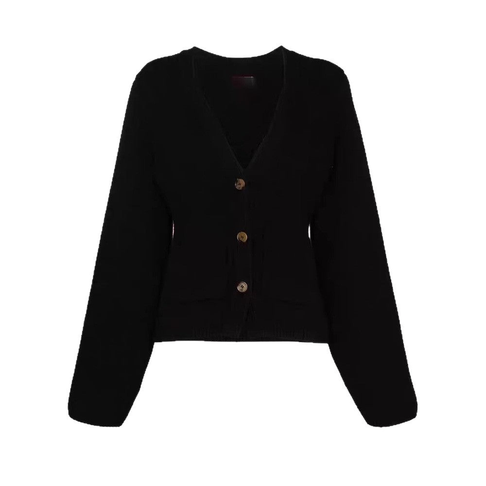 Damen Strickjacke V-Ausschnitt Taschen Eveloria