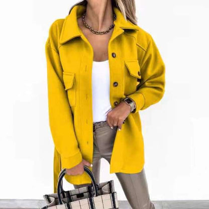 Damen Modische Jacke Lässiger Schnitt Praktische Taschen Eveloria