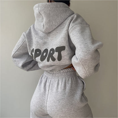Damen Sport-Hoodie-Set Weiches Material Hochtaillierte Jogginghosen - Eveloria