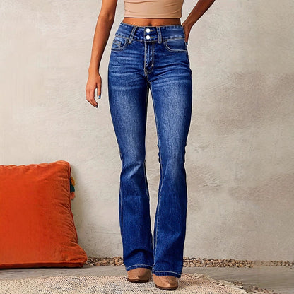 Damen Hochtaillen Bootcut Jeans Eveloria - Eveloria