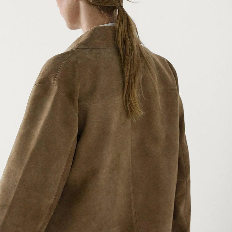 Damen Kurzjacke modisch mit Brusttaschen und Knöpfen Eveloria