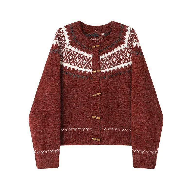 Damen Strickjacke Norwegermuster Eveloria