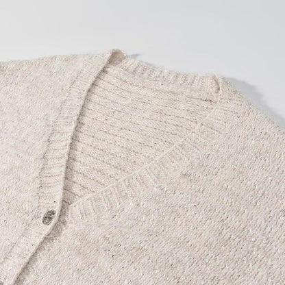 Damen Strickjacke V-Ausschnitt Knopfverschluss Kuschelig Eveloria