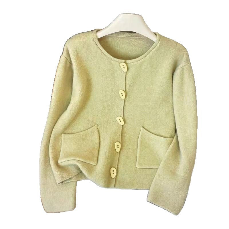 Damen Strickjacke Kuschelig Zierstich Grau Eveloria