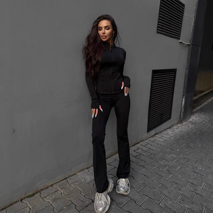 Damen Sportjacke Hochkragen Funktionstaschen Eveloria
