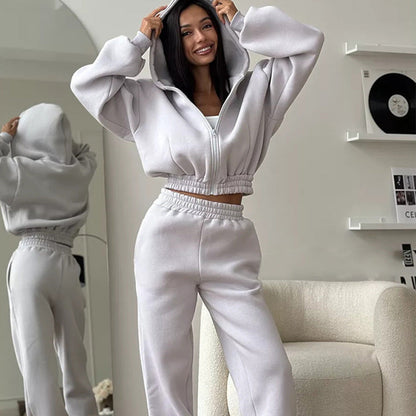 Damen Fleece-Jumpsuit mit Kapuze Weit Schnitt Eveloria