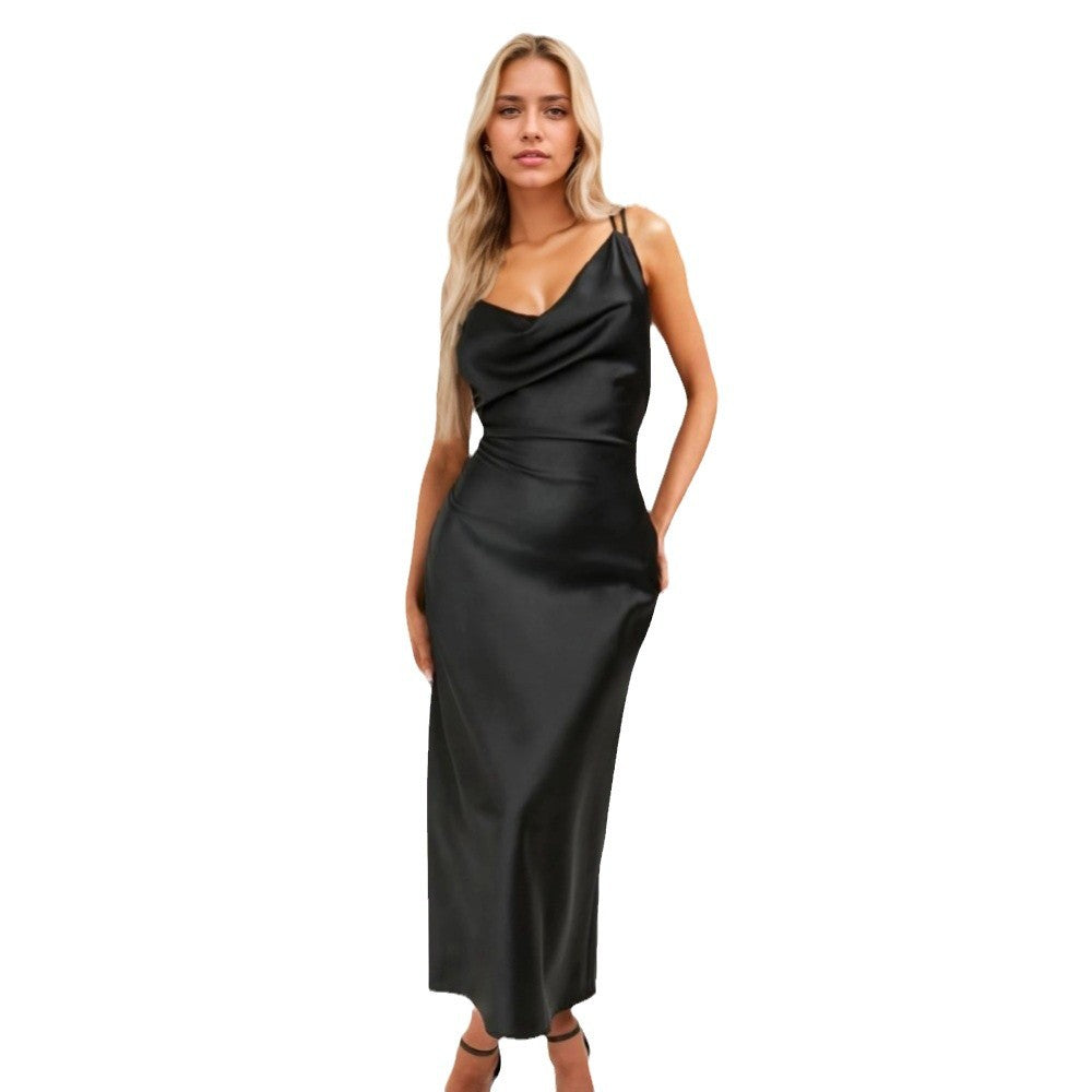 Damen Maxikleid mit Cowl-Ausschnitt und schmaler Silhouette