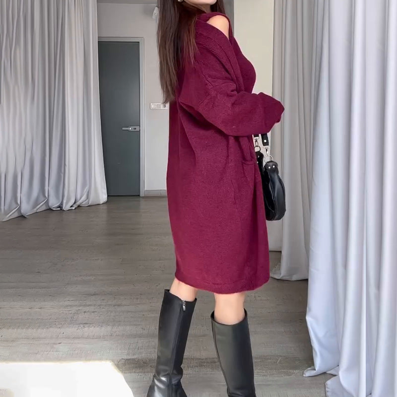 Damen Strickmantel Oversized mit Taschen Eveloria