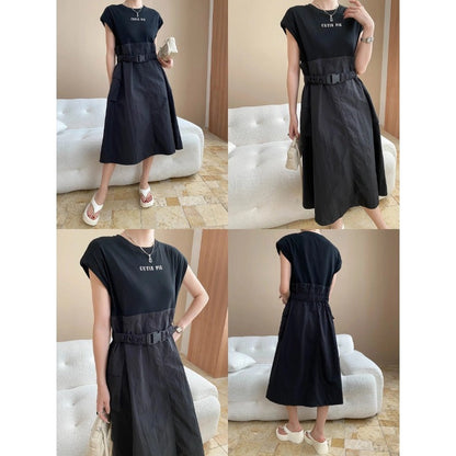 Damen Kleid mit Gürtel und Taschen Eveloria