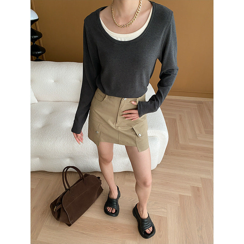 Damen Longsleeve Rundhalsausschnitt Elegant Eveloria