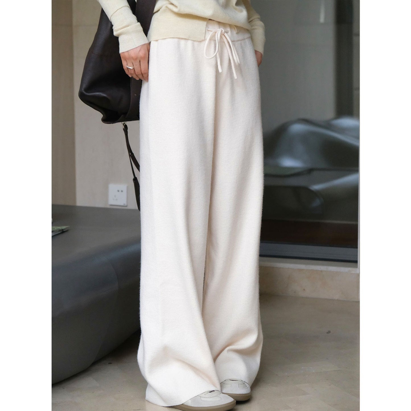 Damen Palazzo-Hose Elastischer Bund Hochtailliert Eveloria