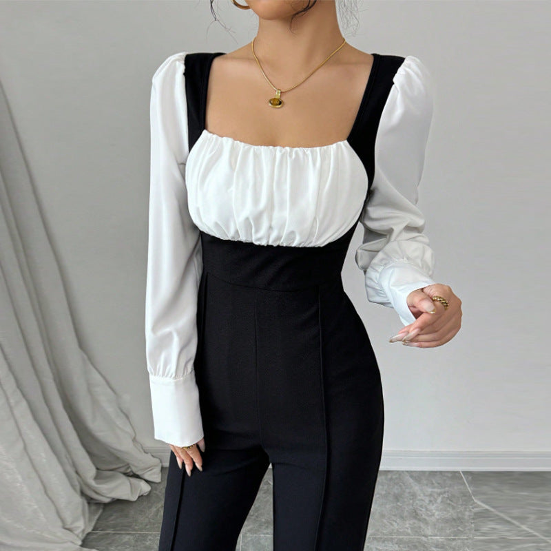 Damen Jumpsuit Puffärmel Tailliert Eveloria