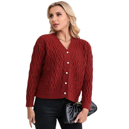 Damen Strickjacke Zopfmuster Weich Pastellfarben