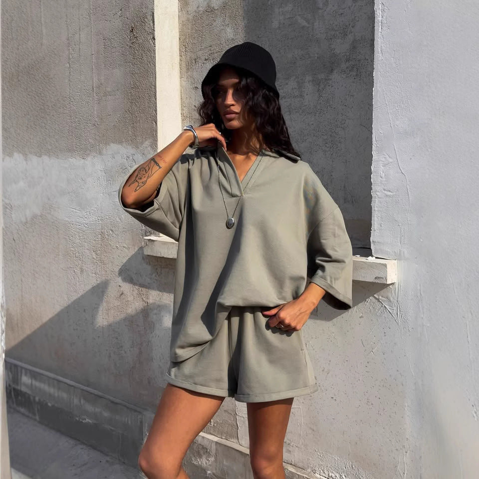 Damen Poloshirt Kleid mit Seitenschlitzen Lässig