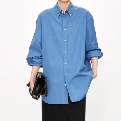 Damen Oversized Bluse Klassische Knöpfe Elegantes Design