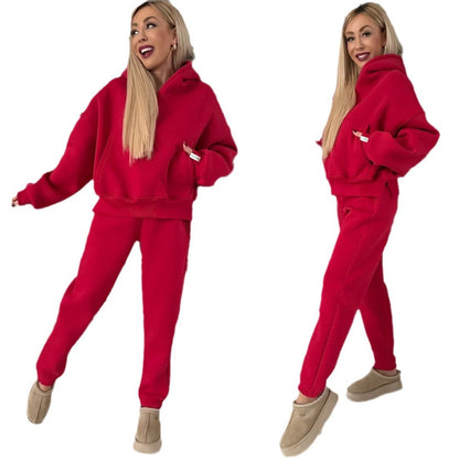 Damen Hoodie Jogginghose Set Bequem Grau Eveloria