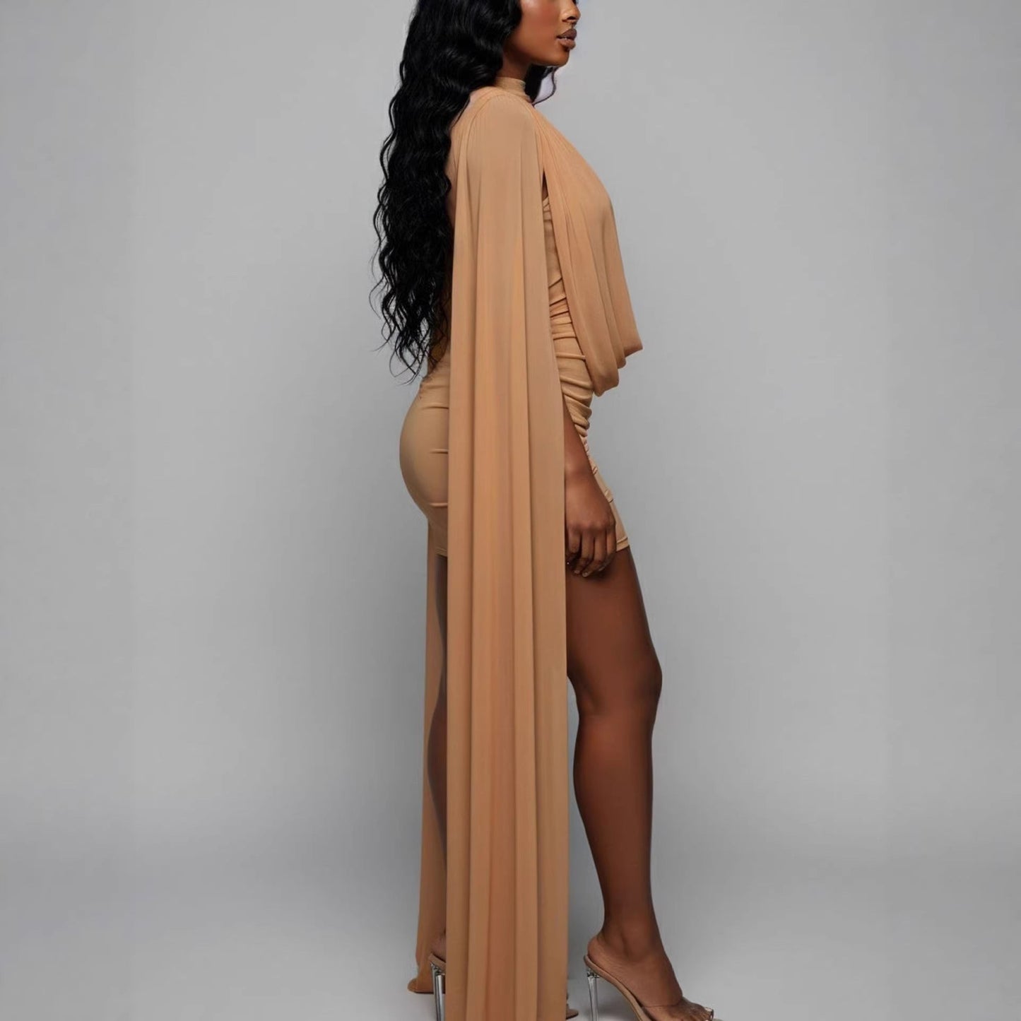 Damen Wickelkleid aus Fließseide mit edlen Drapierungen