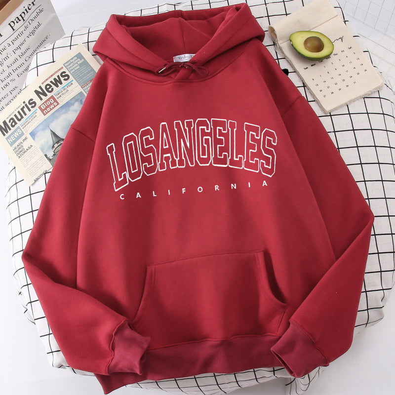 Damen Kapuzenpullover Weiter Schnitt Los Angeles Print