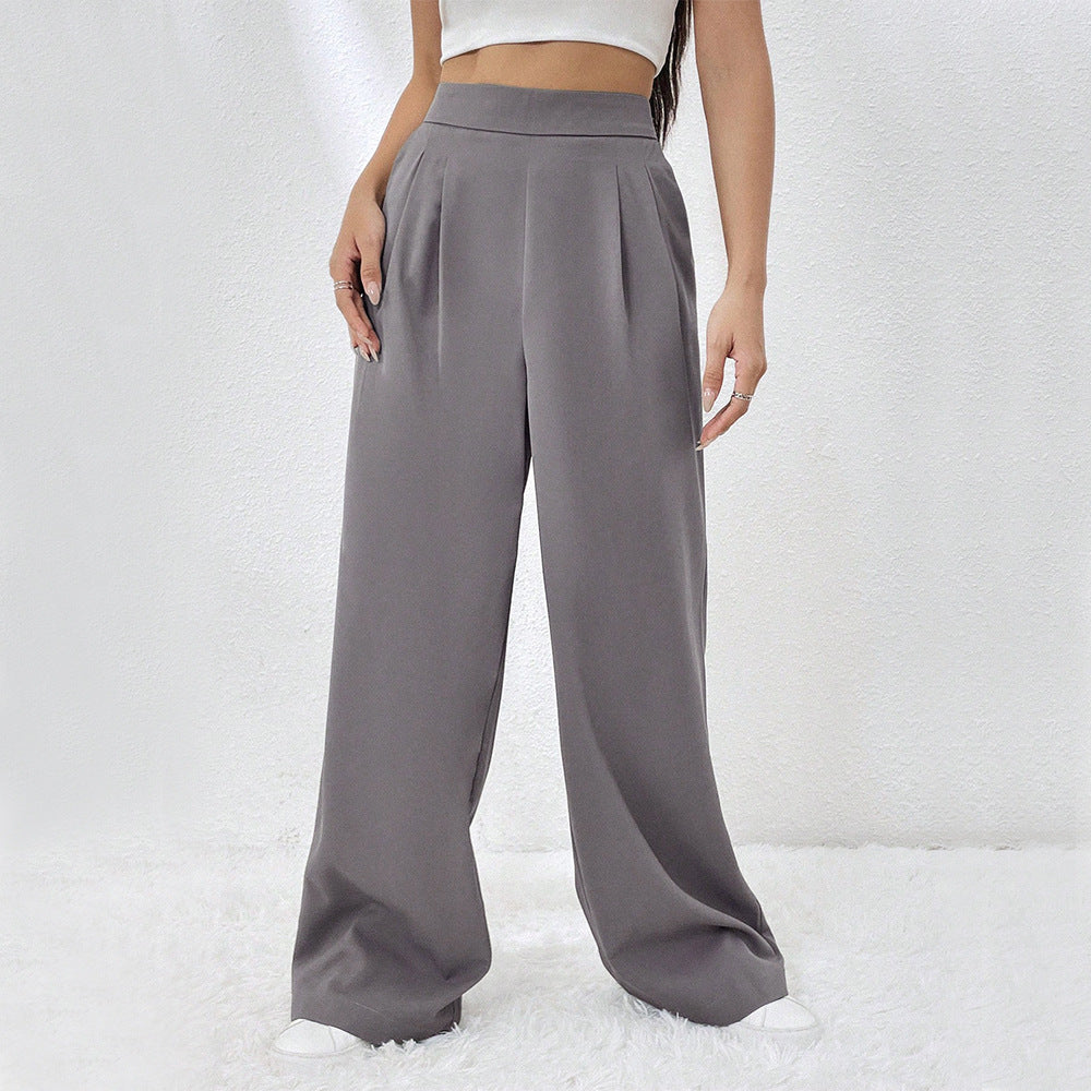 Damenhose Elegant Weit Hochbund Falten