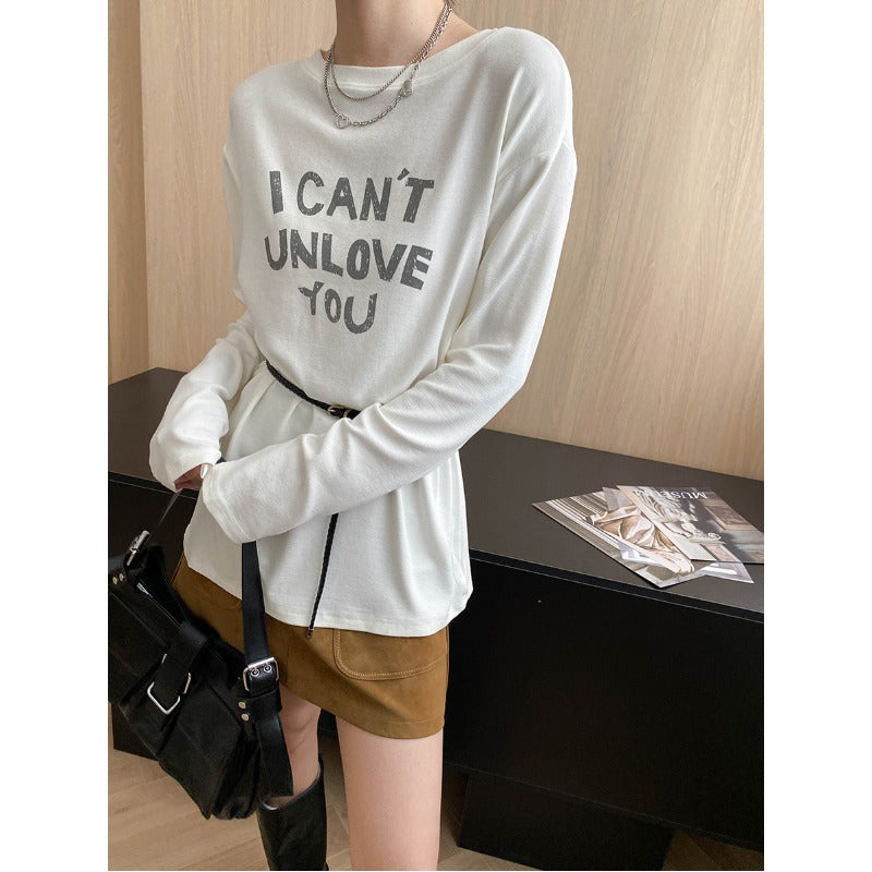 Damen Langarmshirt Lässiger Schnitt Weiß