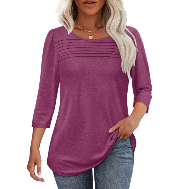 Damen Langarmshirt Plissee-Details Eveloria