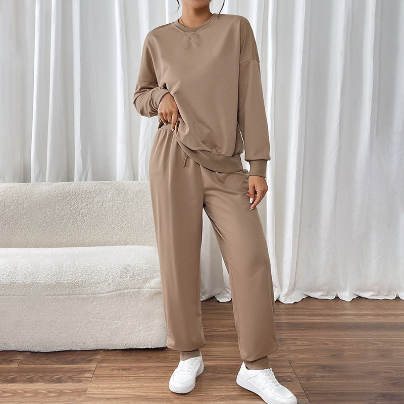 Damen Freizeitanzug Elastischer Bund Lässiger Schnitt Schwarz Eveloria - Eveloria