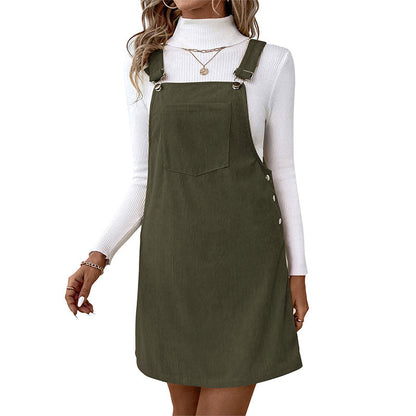 Damen Cordkleid Eveloria Latzdesign Hochwertig
