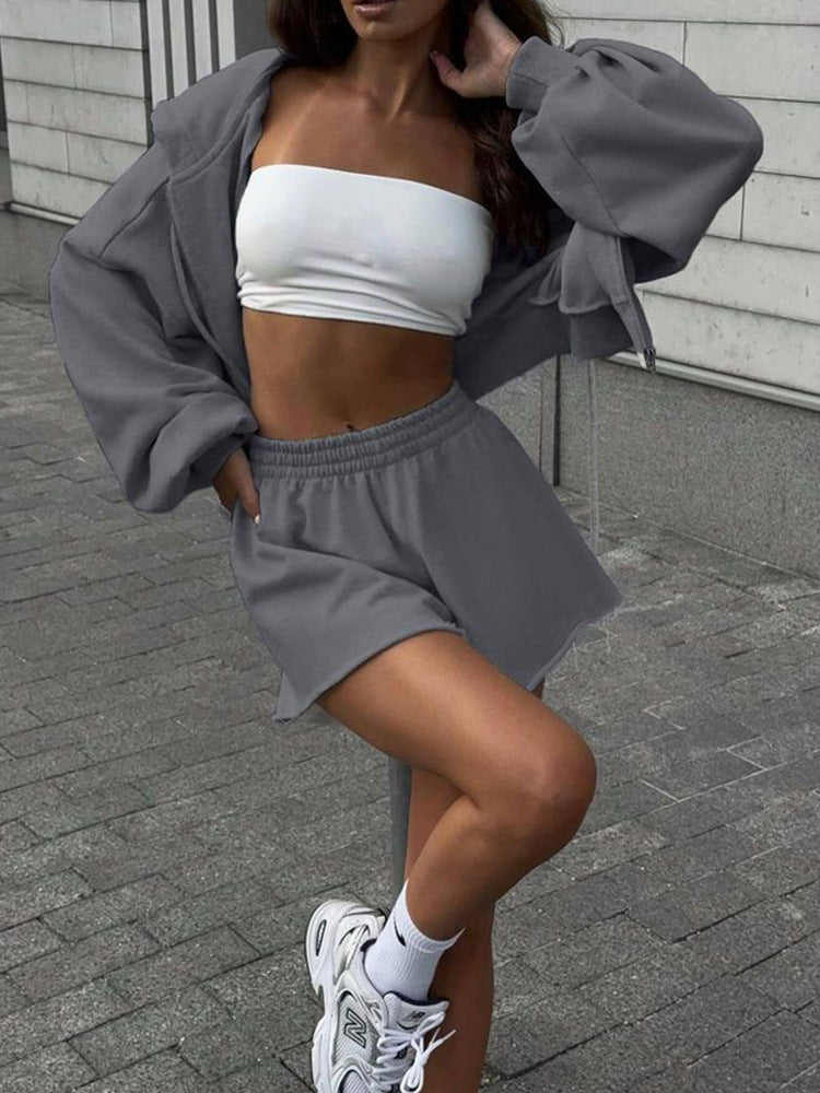 Damen Set Cropped Oberteil Shorts Eveloria