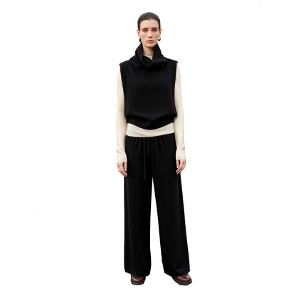 Damen Strickpullover Hohem Kragen Weite Ärmel Beige
