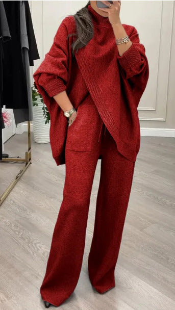 Damen Strickpullover Ensemble mit weiter Hose Eveloria