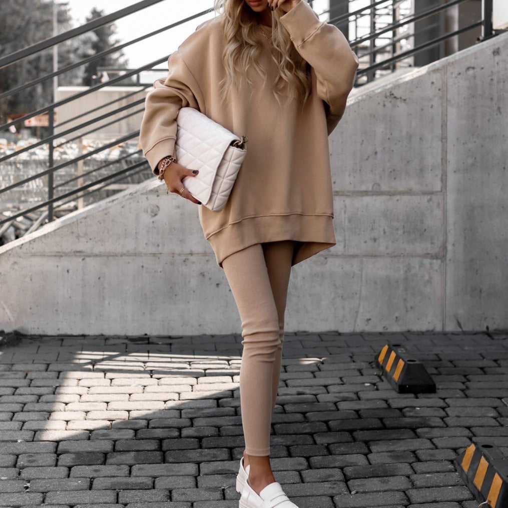 Damen Sweatshirt Lässig Überschnittene Schultern Weiches Innenfutter
